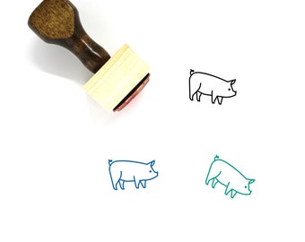 Pig Wooden Rubber Stamp No. 66
