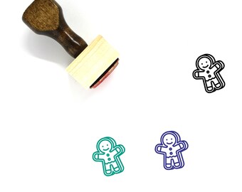 ドイツ 持ち手は木製 輸入スタンプ『ジンジャーブレッドマン』 ジンジャーブレッドマン 木製ゴム印 No.114 - Etsy 日本