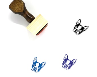 Sello de goma de madera Boston Terrier