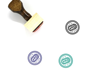 Sello de goma de madera con diseño de bacterias n.° 98