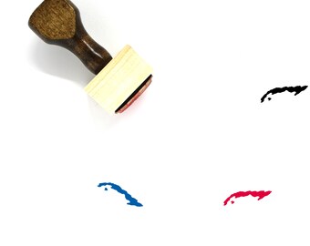 Cuba Map Wooden Rubber Stamp No. 2