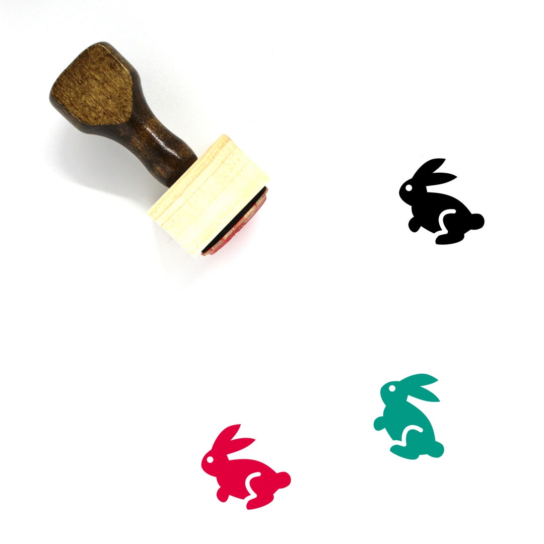 Red Ink Rabbit Stamp Rabbit Wooden Rubber Stamp - Etsy