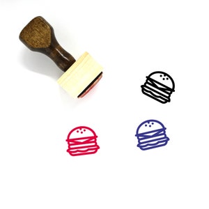 Burger Wooden Rubber Stamp