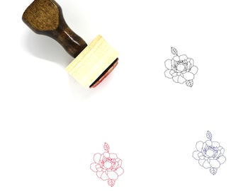 Peony Flower Wooden Rubber Stamp No. 2