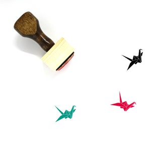 Origami Crane Wooden Rubber Stamp