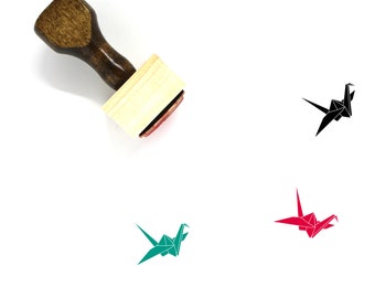 Origami Crane Wooden Rubber Stamp