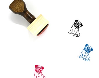 Pugs Wooden Rubber Stamp No. 1