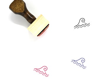 Wave Wooden Rubber Stamp