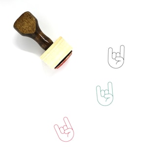 Rock On Wooden Rubber Stamp No.