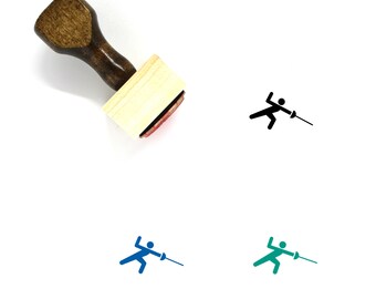 Fencing Wooden Rubber Stamp No. 25