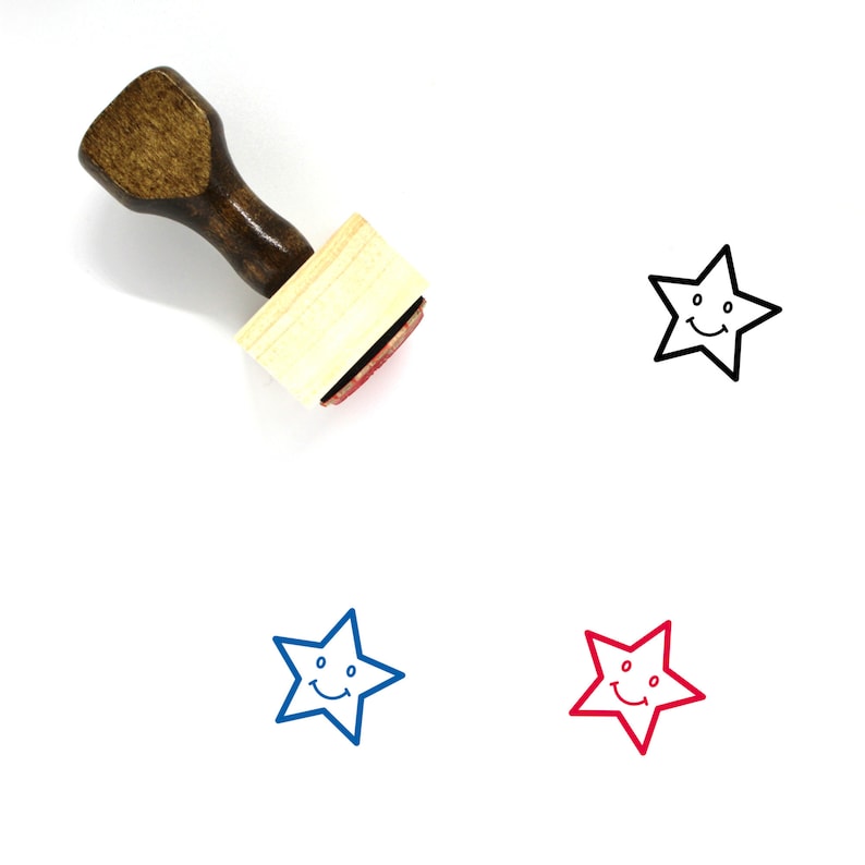 Star Wooden Rubber Stamp