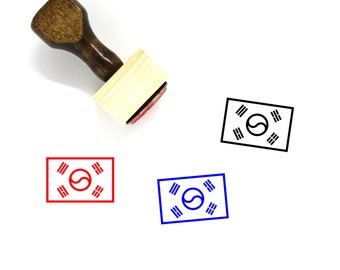 South Korea Flag Wooden Rubber Stamp
