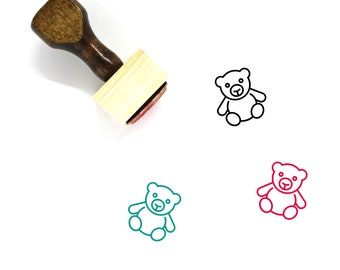 Teddy Bear Sello de goma de madera No. 90
