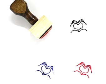 Heart Hands Wooden Rubber Stamp No. 7