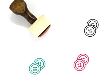 Button Wooden Rubber Stamp No. 124