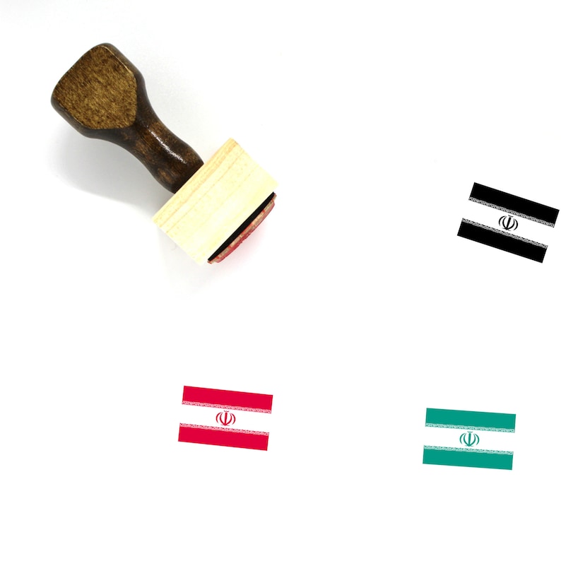 4 Iran Flag Wooden Rubber Stamp No