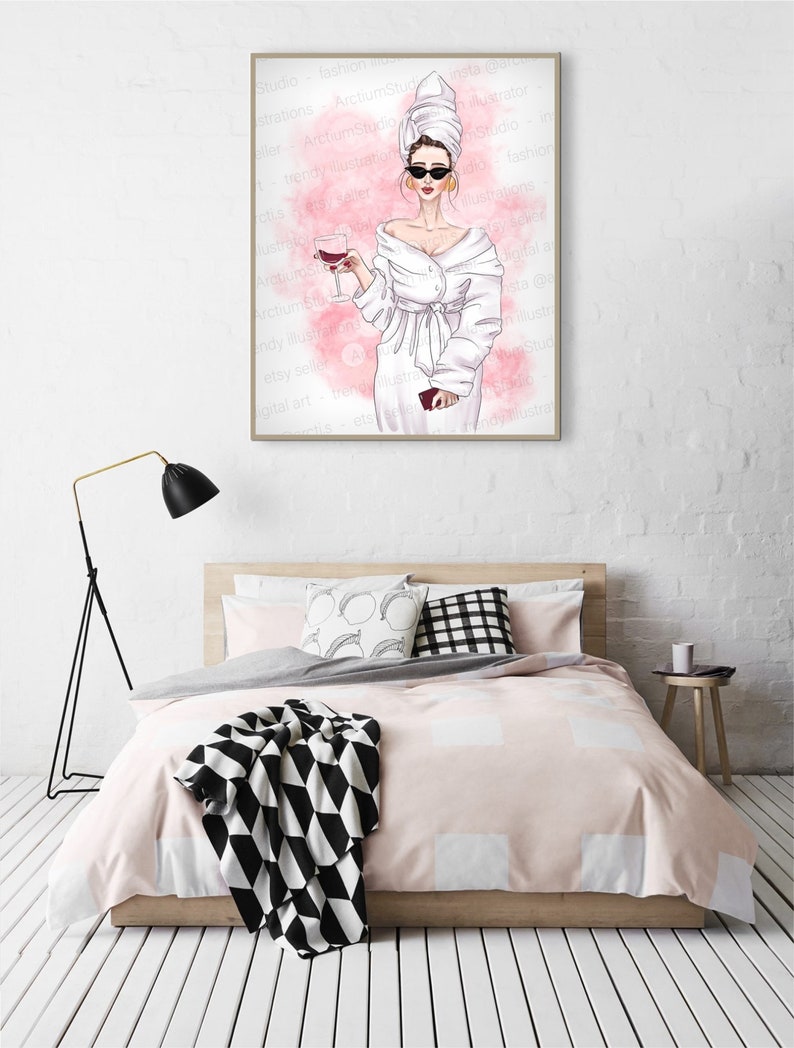 Salon wall art fashionista bathroom planner girl art girl Etsy