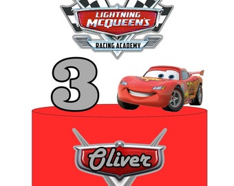 Lightning McQueen Cars Cake Topper: Personalized Birthday Decor (Digital Download)