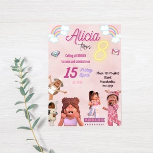 Roblox Girls Birthday Invitation: Personalised Digital Invite