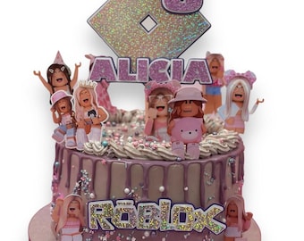 Personalized Roblox Girls Cake Topper: Birthday Party Decor