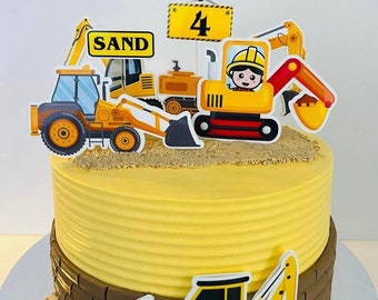 Construction Truck Cake Topper: Personalized Birthday Party Decor
