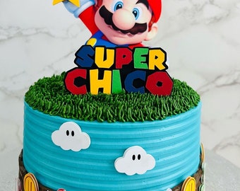 Adorno personalizado para pastel de Mario: Decoración para fiesta de cumpleaños de Super Mario