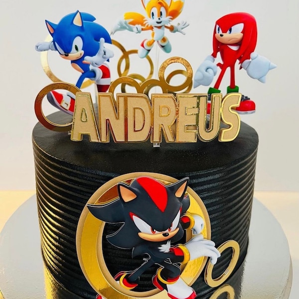Garniture de gâteau Sonic Shadow | Gâteau sonique | Fête de l'ombre sonique | Anniversaire de Sonic Shadow | Décoration de fête sonique | Décor d'anniversaire sonique