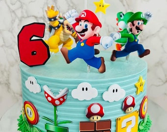 Super Mario Cake Topper Set: Personalized Birthday Party Decor
