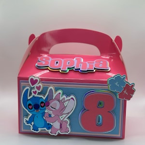 Personalized Stitch and Angel Party Favor Box: 3D Decoration
