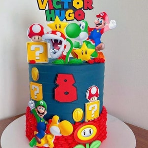 Personalized Super Mario Cake Topper: Birthday Party Decor