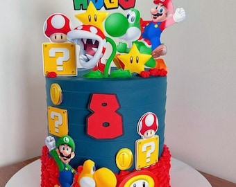 Adorno para tarta de Super Mario personalizado: decoración para fiesta de cumpleaños