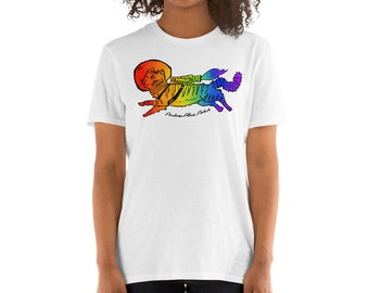 Camiseta Pride Space Cat: elige entre 9 colores de la bandera del orgullo: arco iris, no binario, pansexual, bisexual, transgénero, asexual, lesbiana, género queer