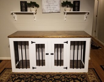 Xxl Wooden Double Dog Kennel Dog Crate Furniture Wood Dog Etsy