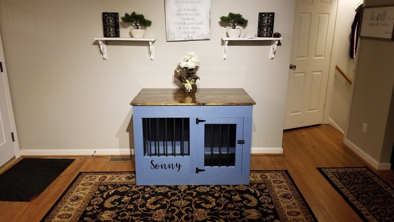 Large Single Dog Kennel Crate Furniture Wood Double Tv Stand Pet