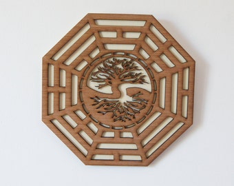 Tree of life, bagua, wooden zen wall decoration