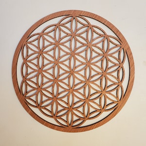 Wooden flower of life, from 9 to 60 cm, sacred geometry, lithotherapy, mineral refill tray, wall flower of life