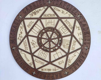 Seal of the 7 major archangels in wood