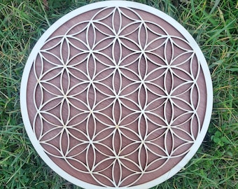 Flower of Life poplar wood varnished walnut stain