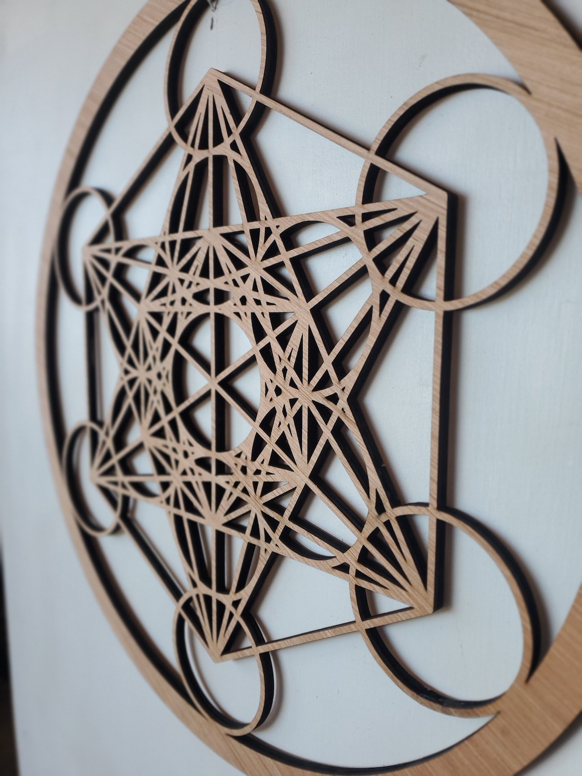 Large Wooden Metatron Cube 60cm - Sacred Geometry Wall Decoration ...