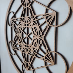 Large Wooden Metatron Cube 60cm - Sacred Geometry Wall Decoration ...