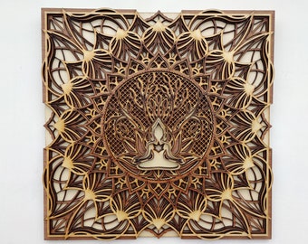 Mandala Buddha Tree of Life in wood