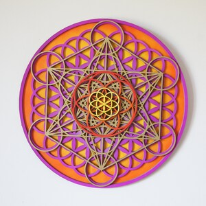 Metatron Cube and sacred geometry: painted picture