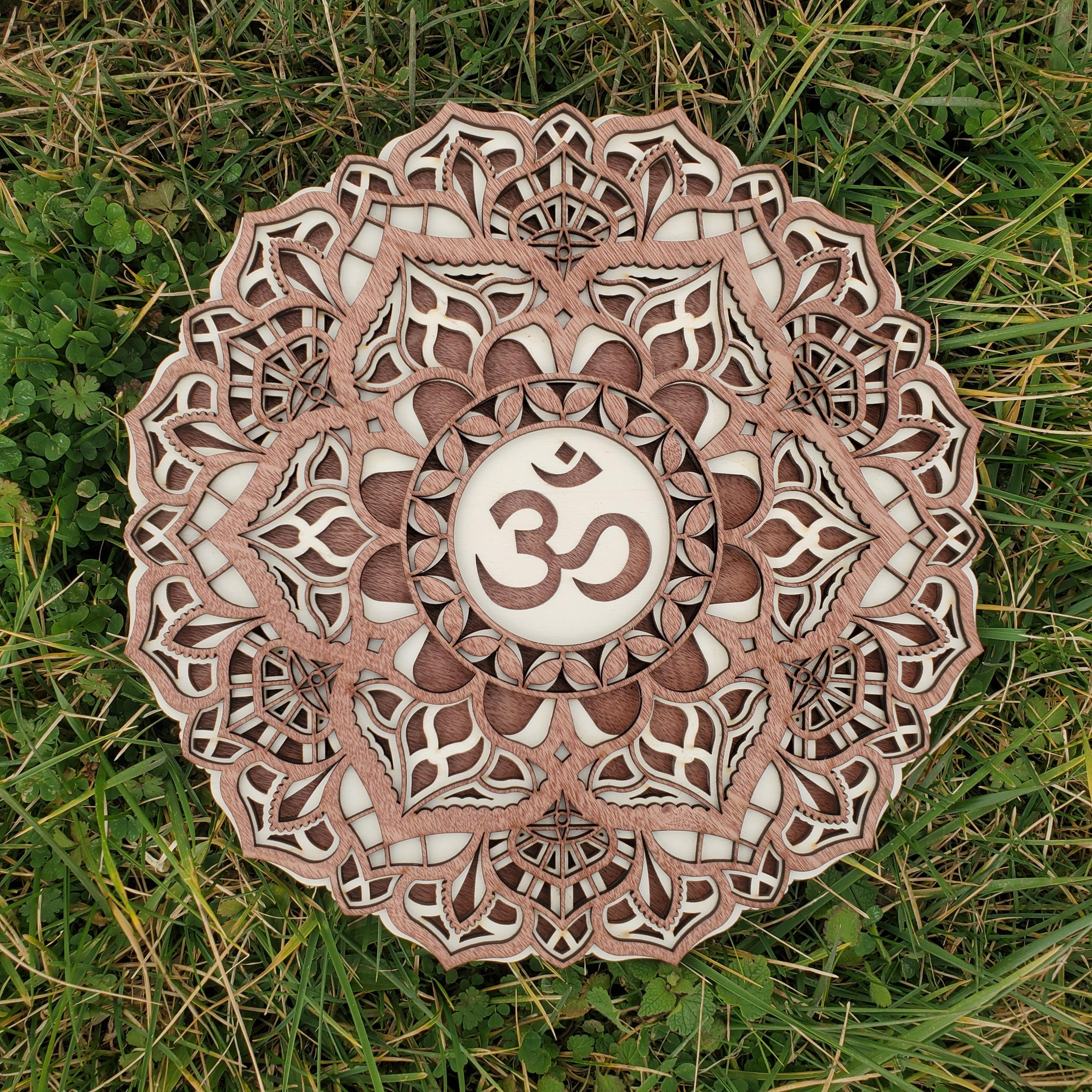 Wooden Wall Decor Om - Sacred Symbol - Zen Wall Art and Meditation - Aum Indian - Sacred Hindu and Indian Symbol