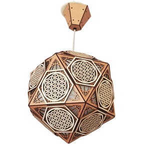 sacred geometry, flower of life pattern - handmade wooden lampshade - or table lamp, laser cut, shadow lamp, feng shui