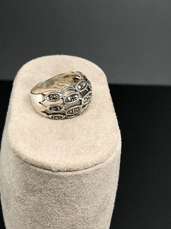 Vintage Arabic-style Silver Ring with Marcasite ge