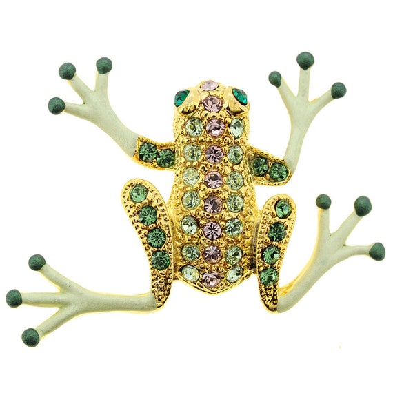 Green Frog Swarovski Crystal Pin Brooch | Etsy