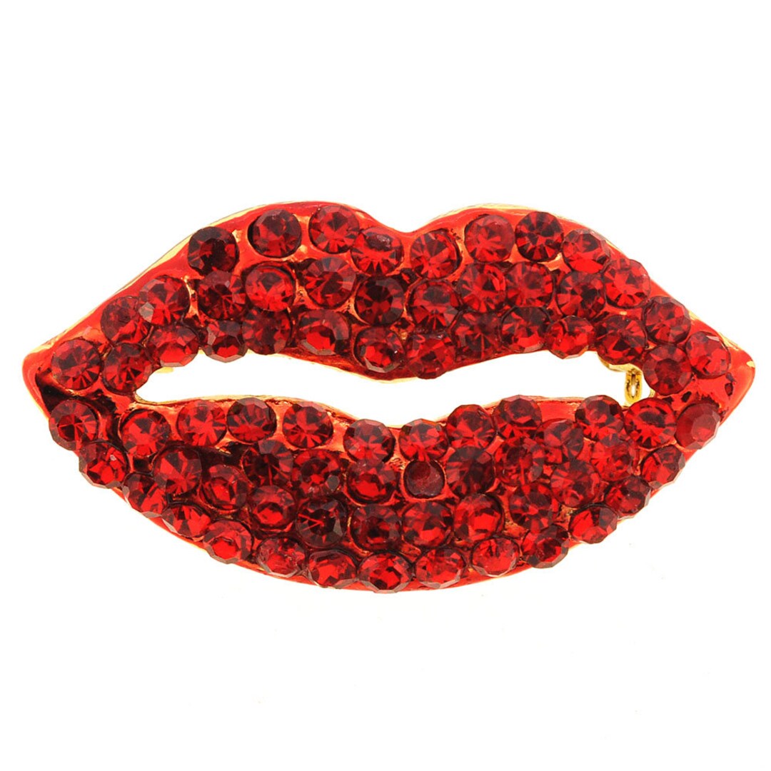 Ruby Red Crystal Lip Pin Brooch - Etsy