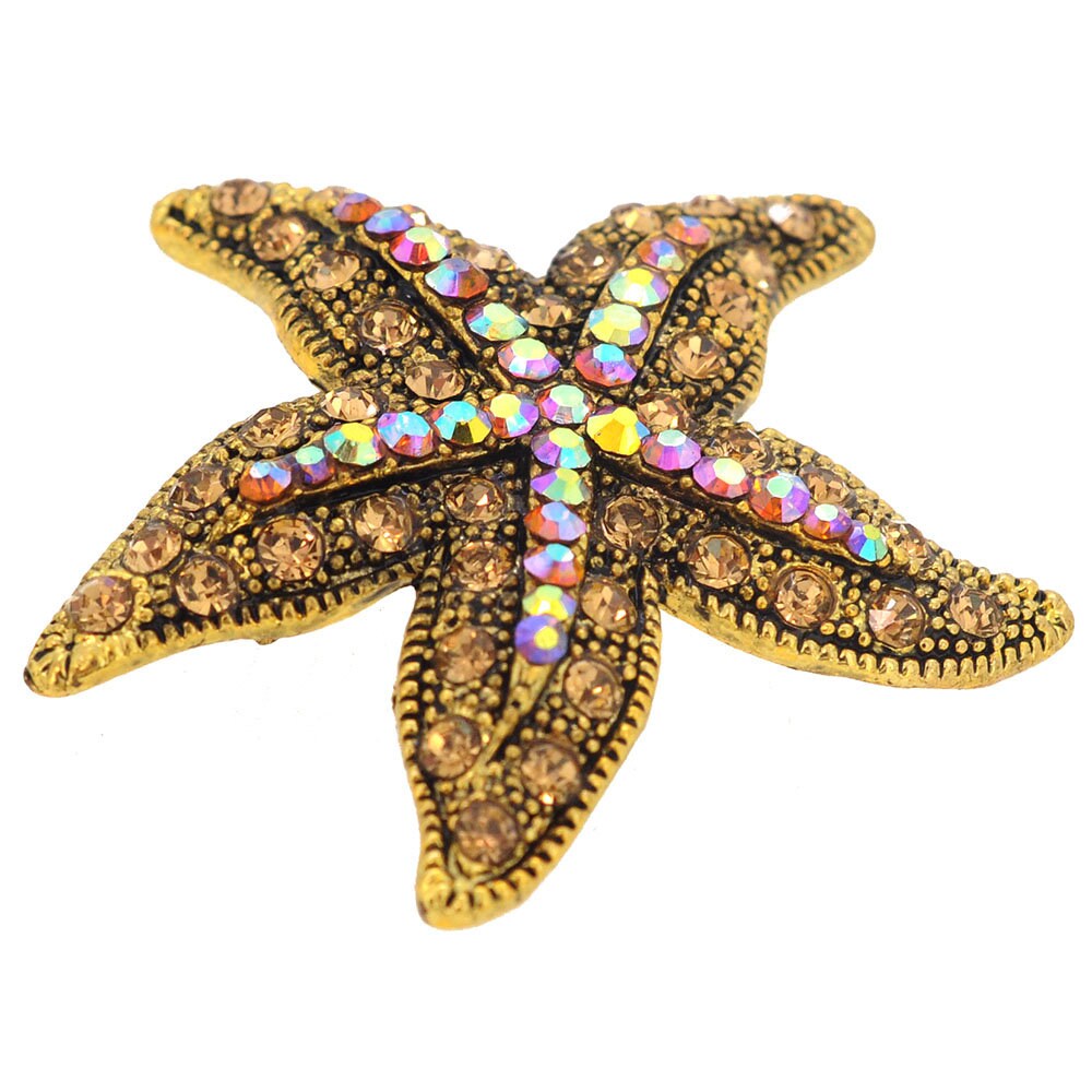 Vintage Golden Brown Starfish Pin Brooch Etsy