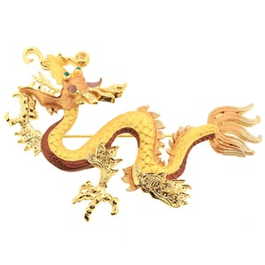 Golden Yellow Chinese Dragon Swarovski Crystal Pin Brooch - Etsy