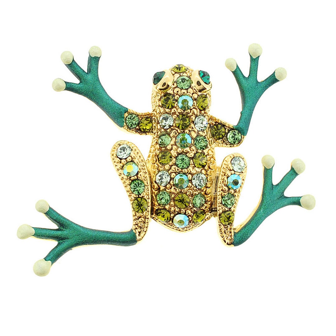Green Frog Swarovski Crystal Pin Brooch - Etsy
